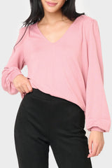 V-Neck Blouson Sleeve Sweater