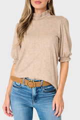 Feminine Mock Neck Luxe Sweater Top