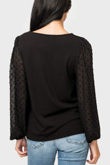 Pin Dot Long Sleeve Soft Ponte Top