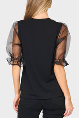 Organza Puff Sleeve Soft Ponte Top