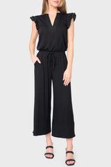 Essential Luxe Ponte Cropped Mixed Media Jumpsuit