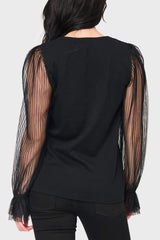 Pleated Organza Sleeve Blouse