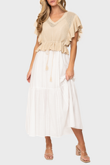 Elan Flutter Sleeve Mixed Knit Dress