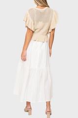 Elan Flutter Sleeve Mixed Knit Dress