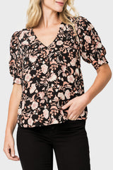 Puff Sleeve V-Neck Blouse