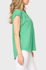 Cap Sleeve Notch Neck Blouse