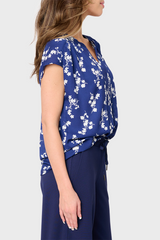 Cap Sleeve Notch Neck Blouse