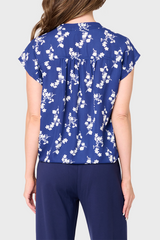 Cap Sleeve Notch Neck Blouse