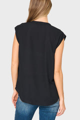 Notch Neck Cap Sleeve Top