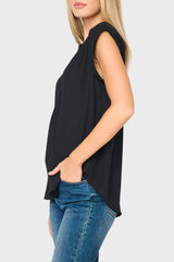 Notch Neck Cap Sleeve Top