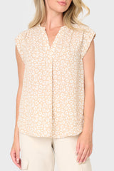 Notch Neck Cap Sleeve Top