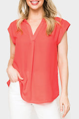 Notch Neck Cap Sleeve Top