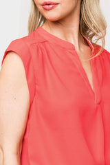 Notch Neck Cap Sleeve Top