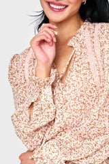 Long Sleeve Crochet Trim Blouse