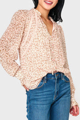 Long Sleeve Crochet Trim Blouse