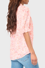 Sia Elbow Sleeve Crochet Trim Blouse