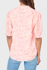 Sia Elbow Sleeve Crochet Trim Blouse