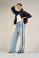 Elan Kaya Double Stripe Sweatpant Jeans Navy White Stripe