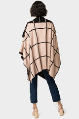 Back of Woman wearing Double Knit Cape in Chai Black