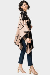 Side of Woman wearing Double Knit Cape in Chai Black