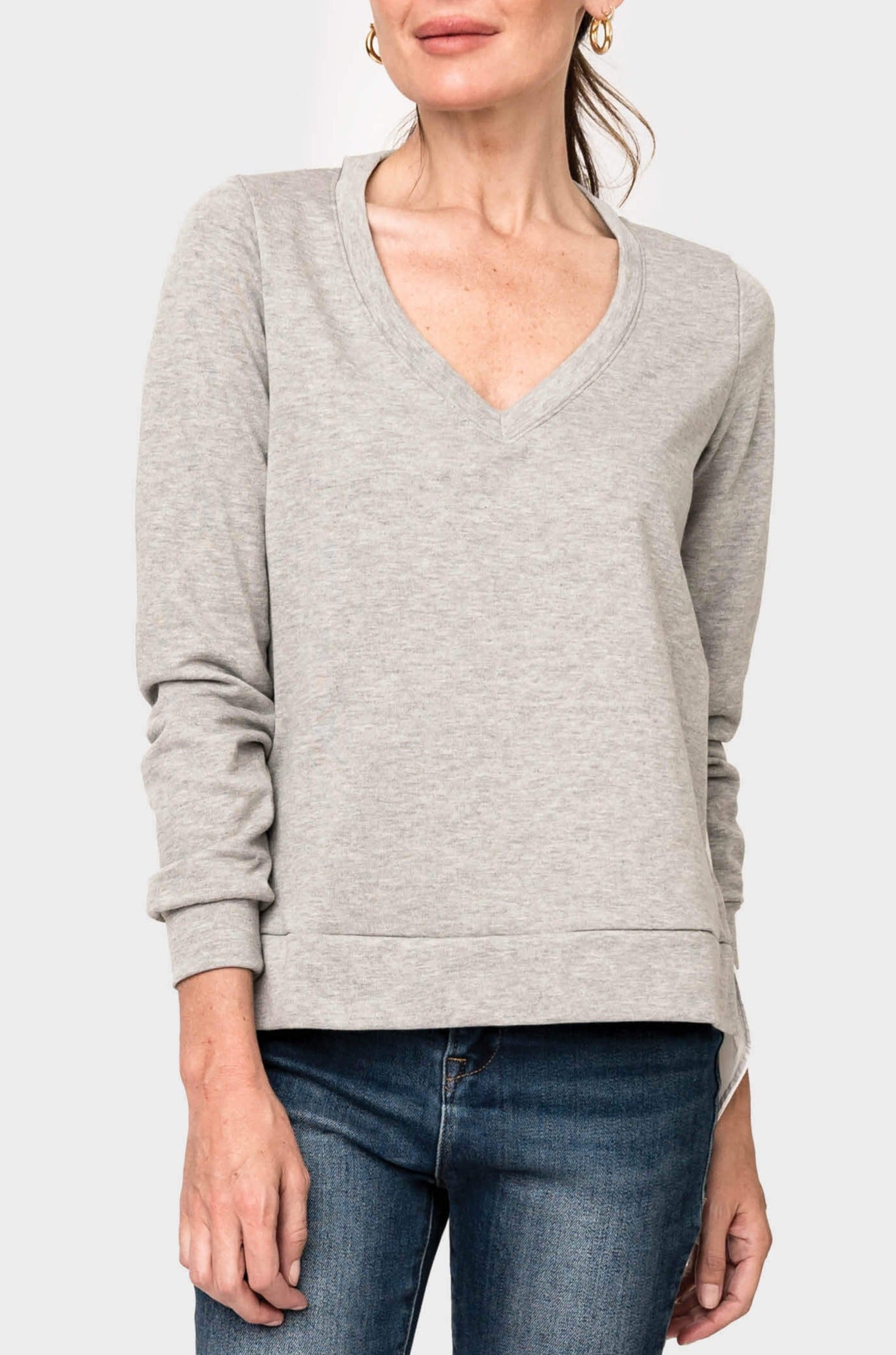 Sweat-shirt French Terry Bio bicolore col rond manches raglan femme