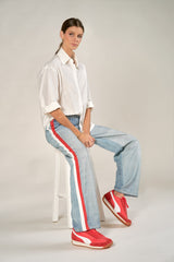 Elan Kaya Double Stripe Sweatpant Jeans Red White Stripe