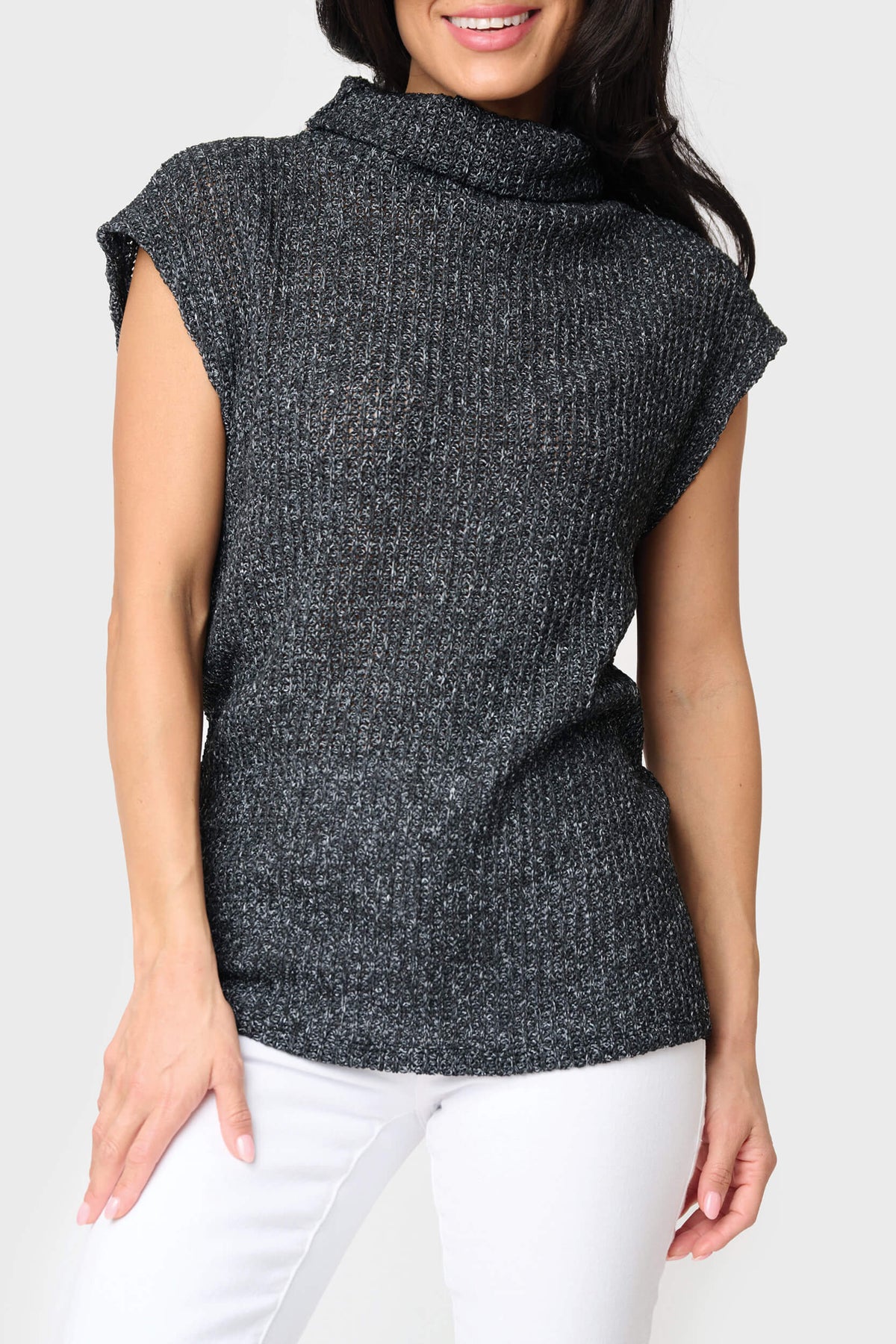 Cap Sleeve Funnel Neck Top