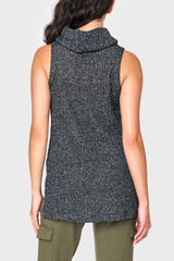 Roll Neck Sleeveless Crochet Vest