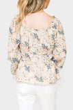 Back of women wearing the Square Neck Smocked Waist Long Sleeve Blouse