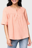 Cotton Gauze Henley Top
