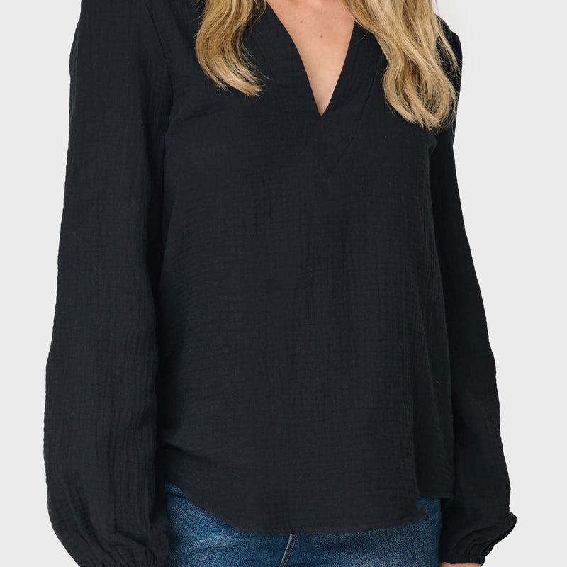 Meadow Bracelet Sleeve V-Neck Gauze Top
