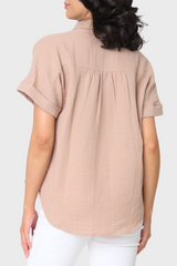 All Day Henley Cotton Gauze Top