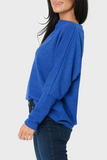 Slouchy Knit Chenille Open Neck Sweater