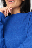 Slouchy Knit Chenille Open Neck Sweater