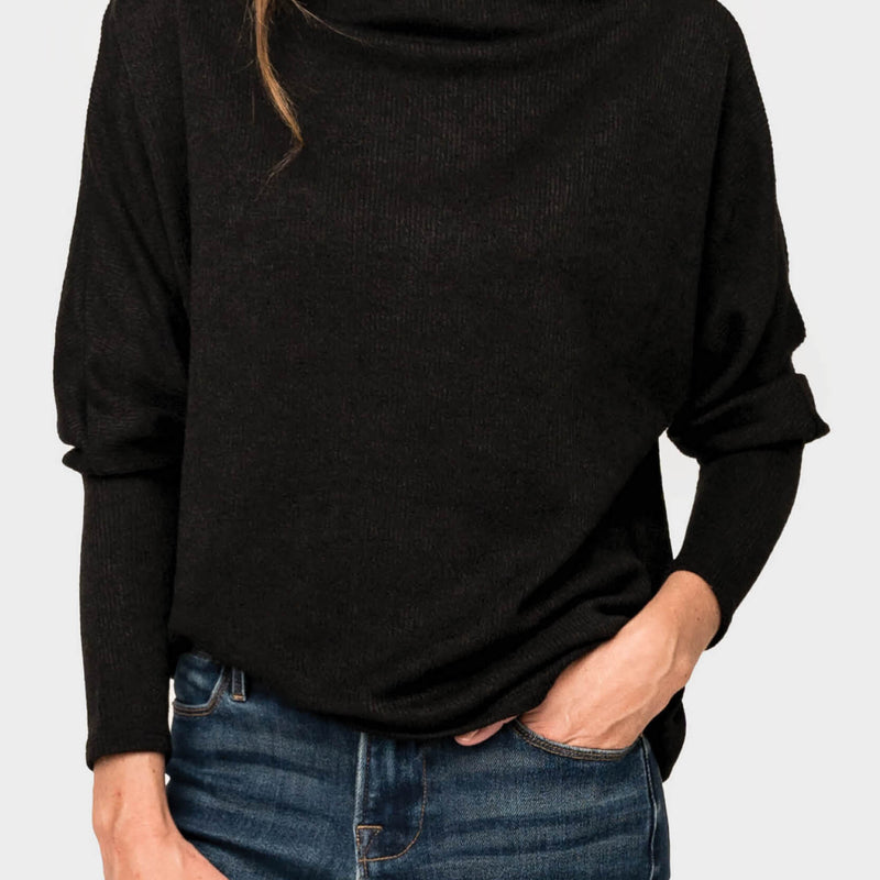 Slouchy Knit Chenille Open Neck Sweater