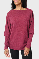 Slouchy Knit Chenille Open Neck Sweater