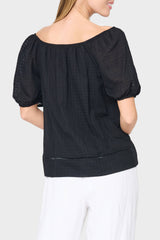Gauze Off Shoulder Blouson Top