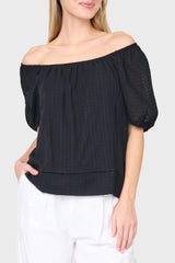 Gauze Off Shoulder Blouson Top