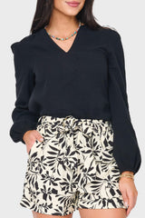 Meadow Bracelet Sleeve V-Neck Gauze Top