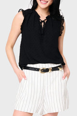 Ruffle Trimmed V-Neck Blouse