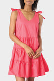 V-Neck Tiered Dress with Shoulder Ties