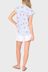 Cap Sleeve Notch Neck Blouse