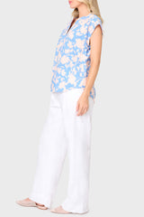 Cap Sleeve Notch Neck Blouse