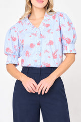 Iris Ruffle Front Button Down Top