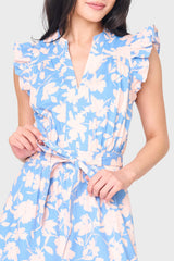 Notch Neck Flutter Sleeve Maxi Dress