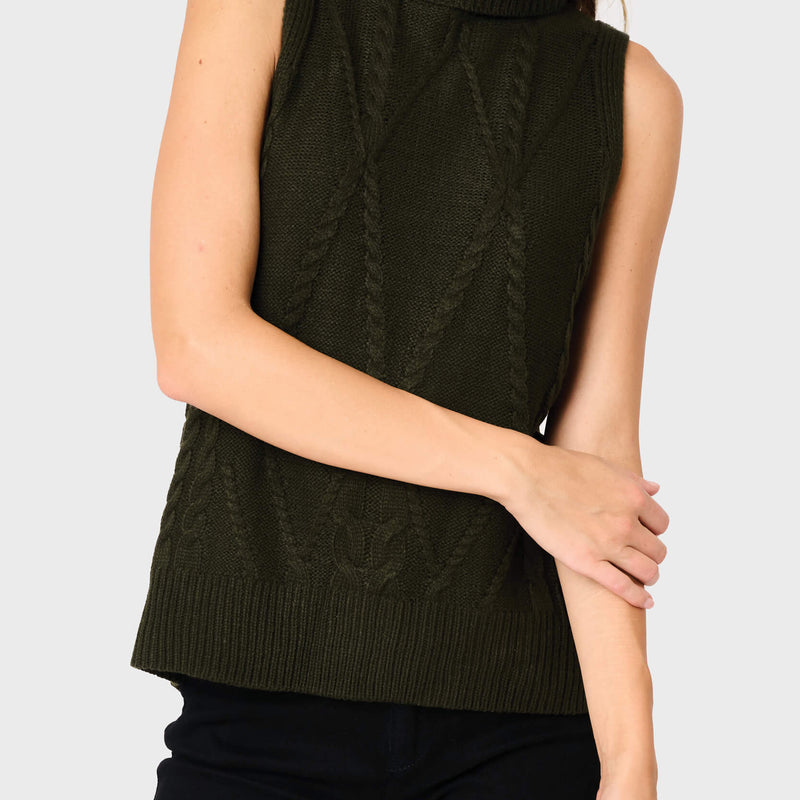 Turtleneck Cable Stitch Sweater Vest