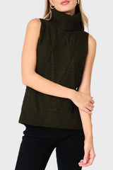 Turtleneck Cable Stitch Sweater Vest