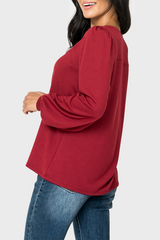 V-Neck Blouson Sleeve Sweater