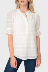 Dianthus Henley Puff Sleeve Blouse