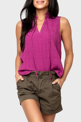 Cameron Day Top with Crochet Trim